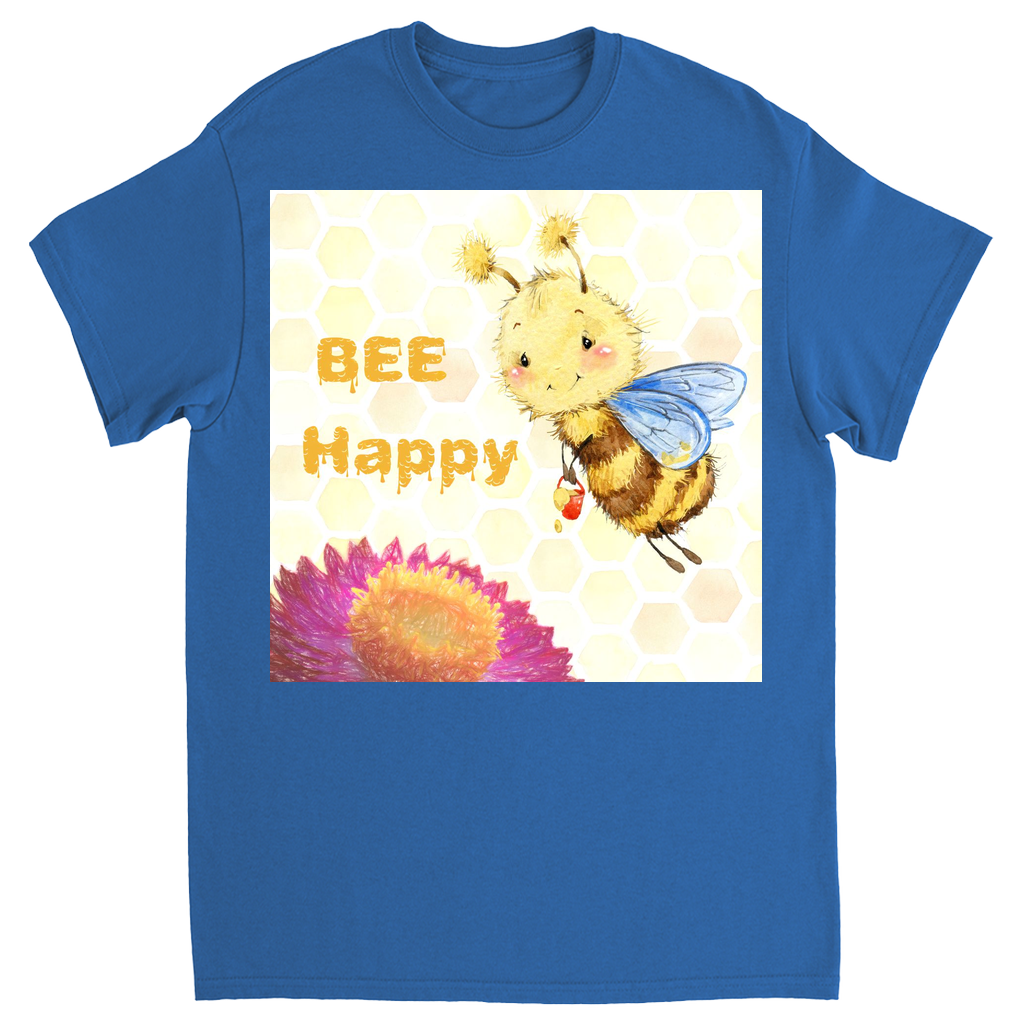 Pastel Bee Happy Unisex Adult T-Shirt Royal Shirts & Tops apparel