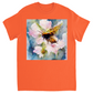 Watercolor Bee Landing on Flower Bee Unisex Adult T-Shirt Orange Shirts & Tops apparel Watercolor Bee Landing on Flower