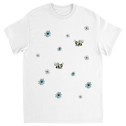 Scratch Drawn Bee Unisex Adult T-Shirt White Shirts & Tops apparel Scratch Drawn Bee