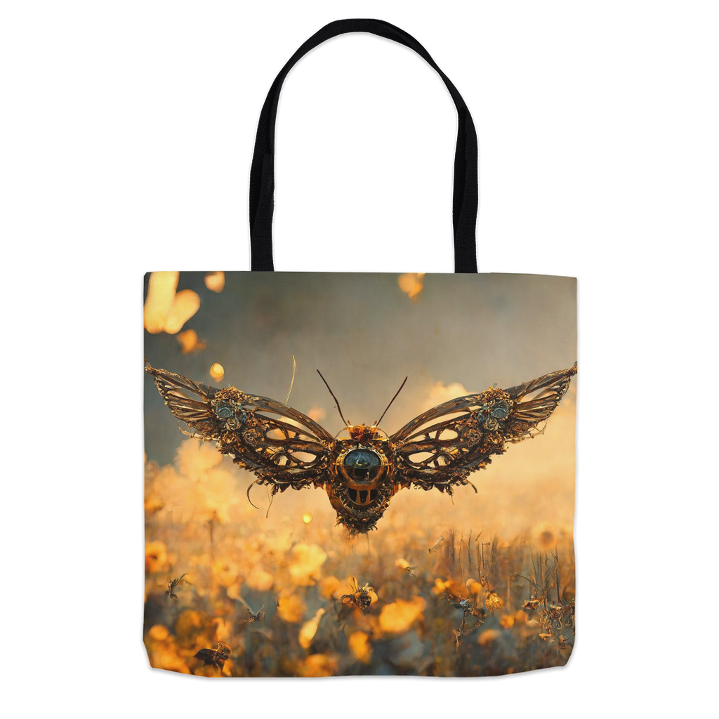 Metal Flying Steampunk Bee Tote Bag Shopping Totes bee tote bag gift for bee lover gifts Metal Flying Steampunk Bee original art tote bag totes zero waste bag