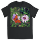 Butterfly & Bee on Purple Flower Unisex Adult T-Shirt Black Shirts & Tops apparel