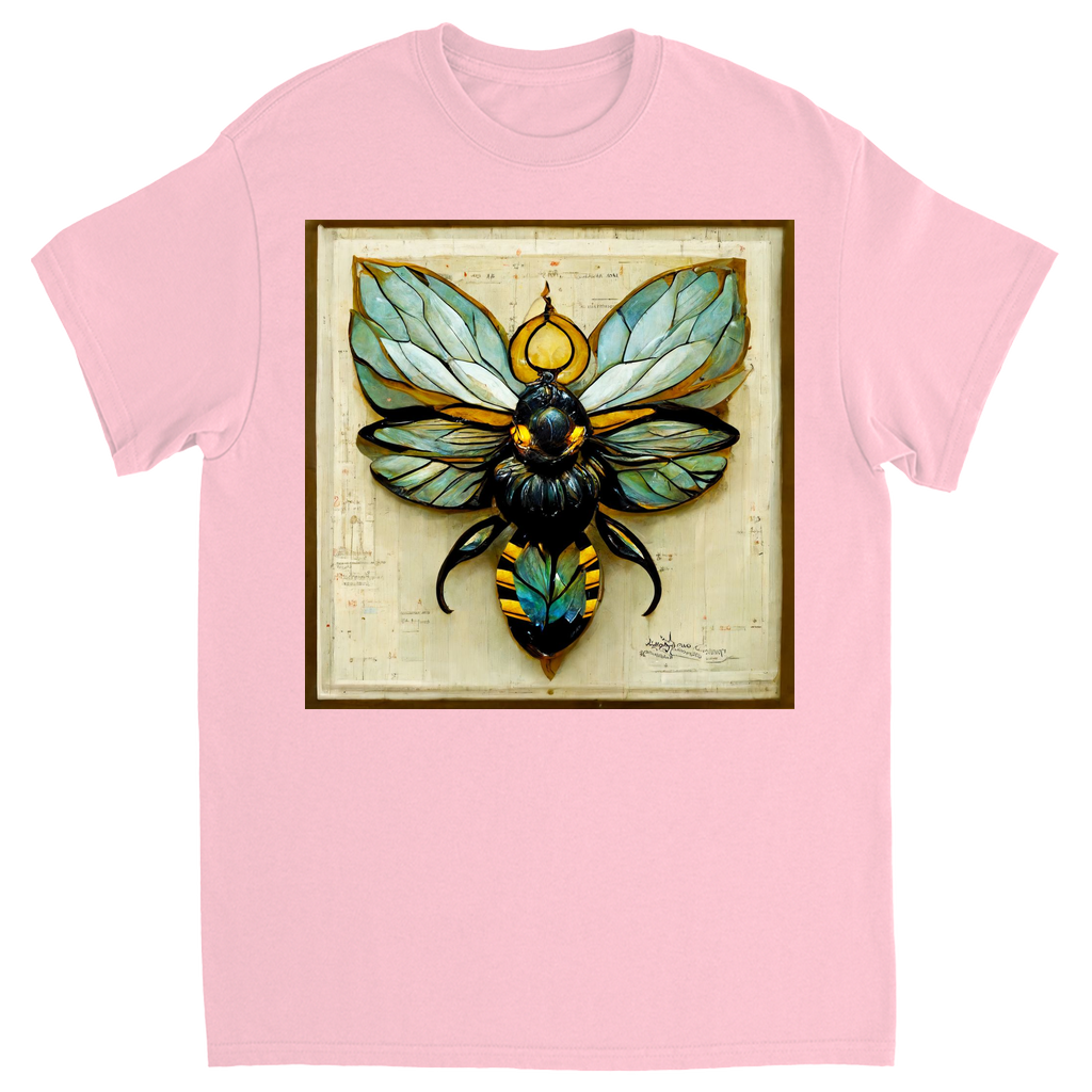 Paper Art Nouveau Bee Unisex Adult T-Shirt Light Pink Shirts & Tops apparel Paper Art Nouveau Bee