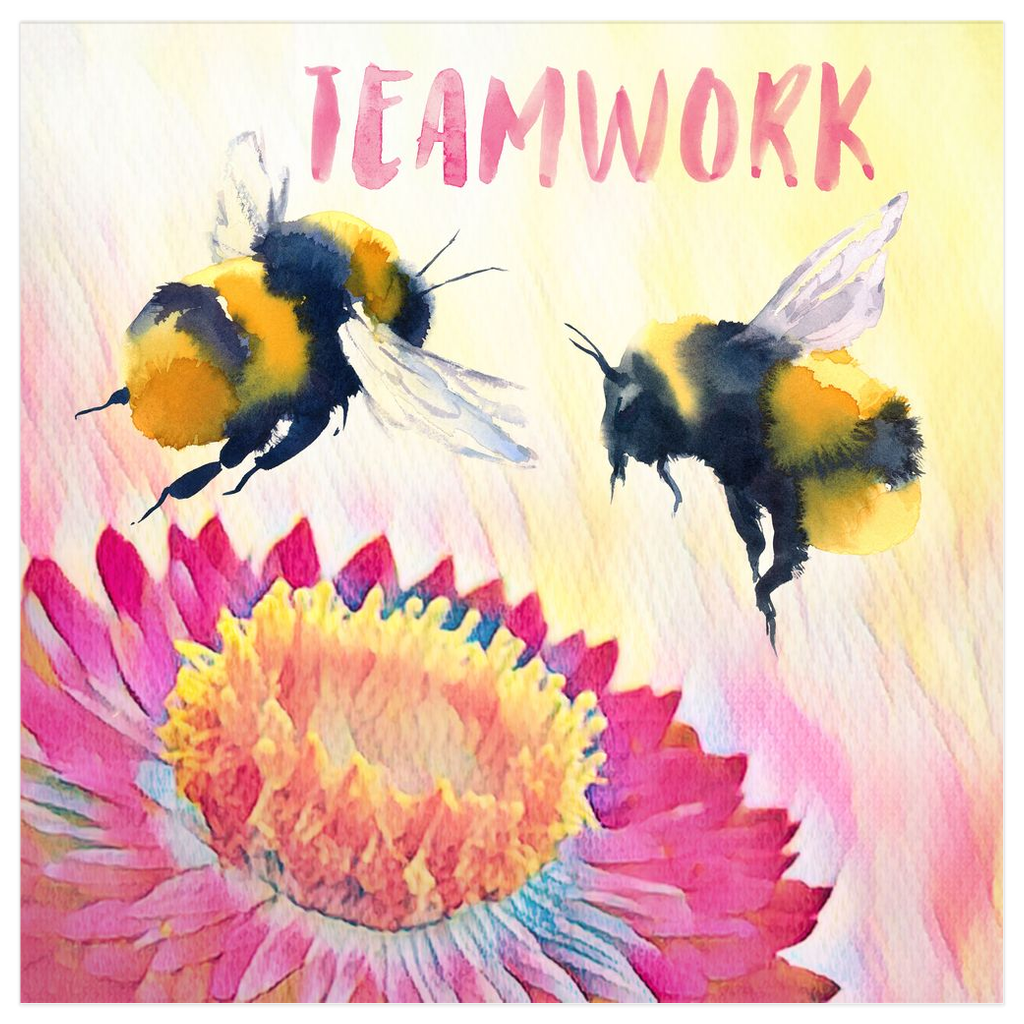 Cheerful Teamwork Poster 12x12 inch Posters, Prints, & Visual Artwork Poster Prints