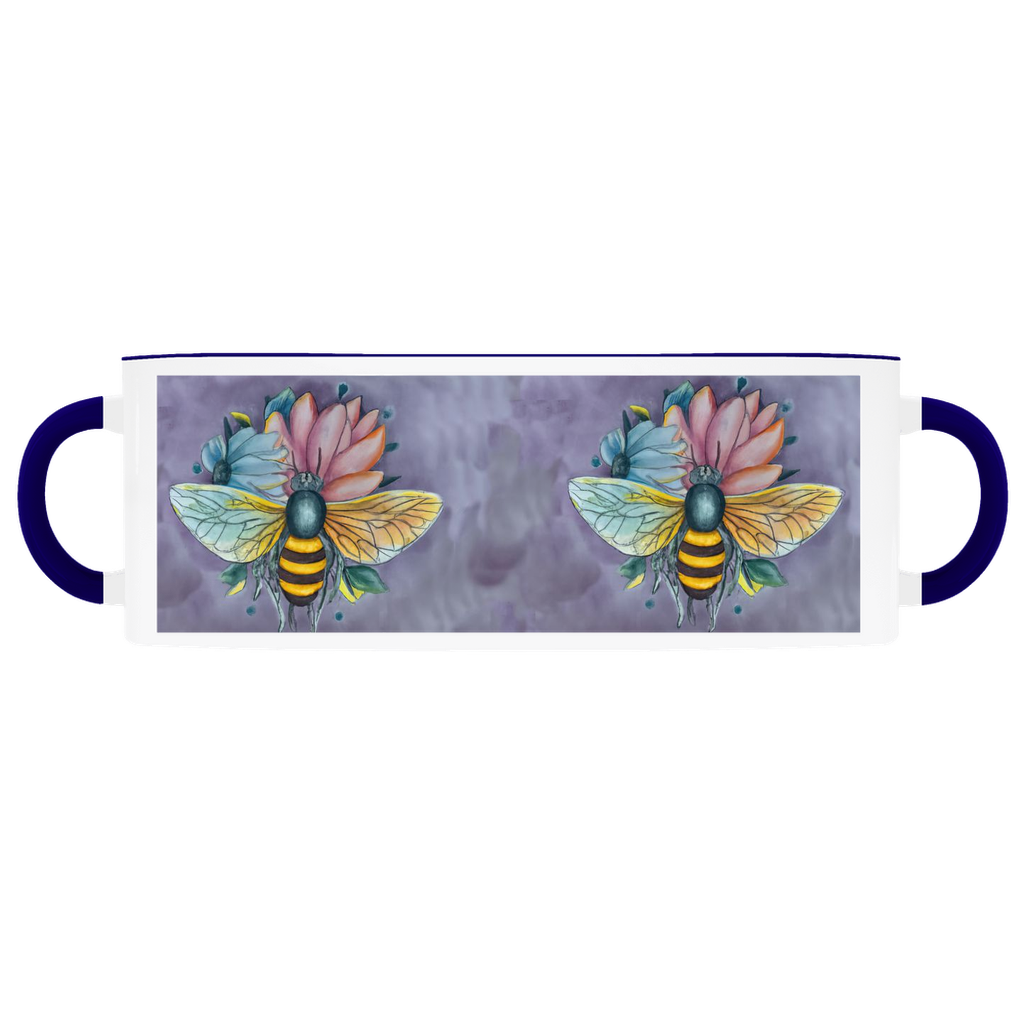 Pastel Dreams Bee Accent Mug 11 oz White With Dark Blue Accents Coffee & Tea Cups gifts Pastel Dreams Bee