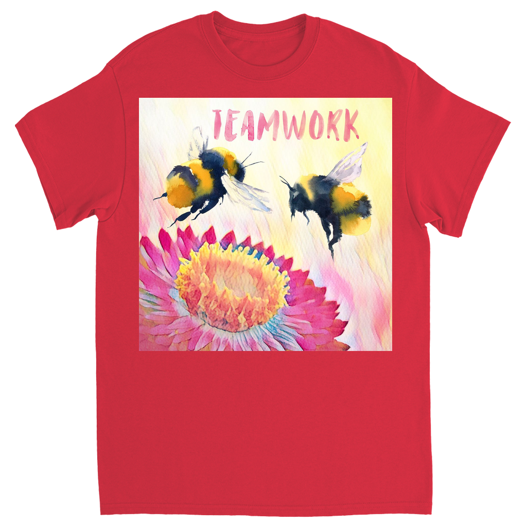 Cheerful Teamwork Unisex Adult T-Shirt Red Shirts & Tops apparel