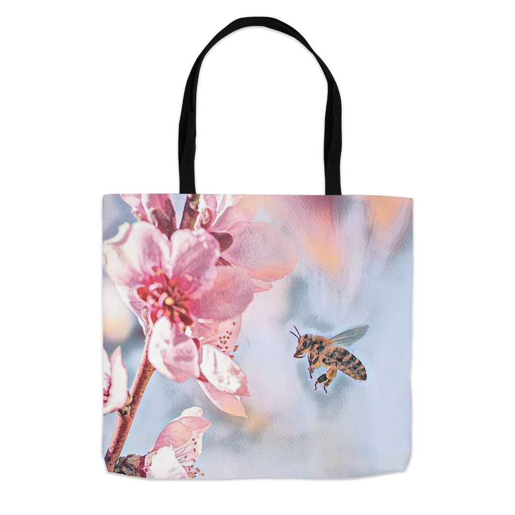 Water Color Bee with Flower Tote Bag Shopping Totes bee tote bag gift for bee lover gifts original art tote bag totes zero waste bag