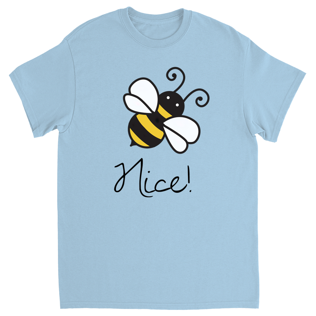 Bee Nice Unisex Adult T-Shirt Light Blue Shirts & Tops apparel