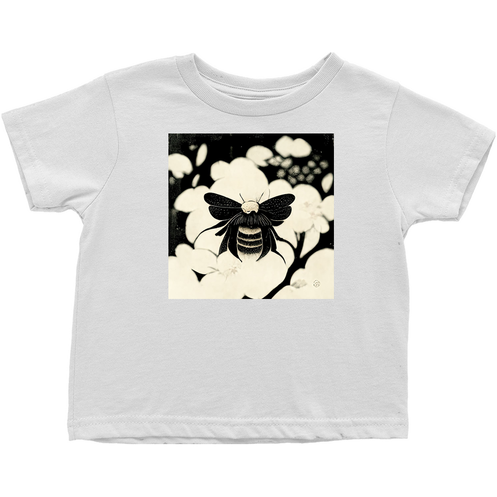 Vintage Japanese Woodcut Bee Toddler T-Shirt White Baby & Toddler Tops apparel Vintage Japanese Woodcut Bee