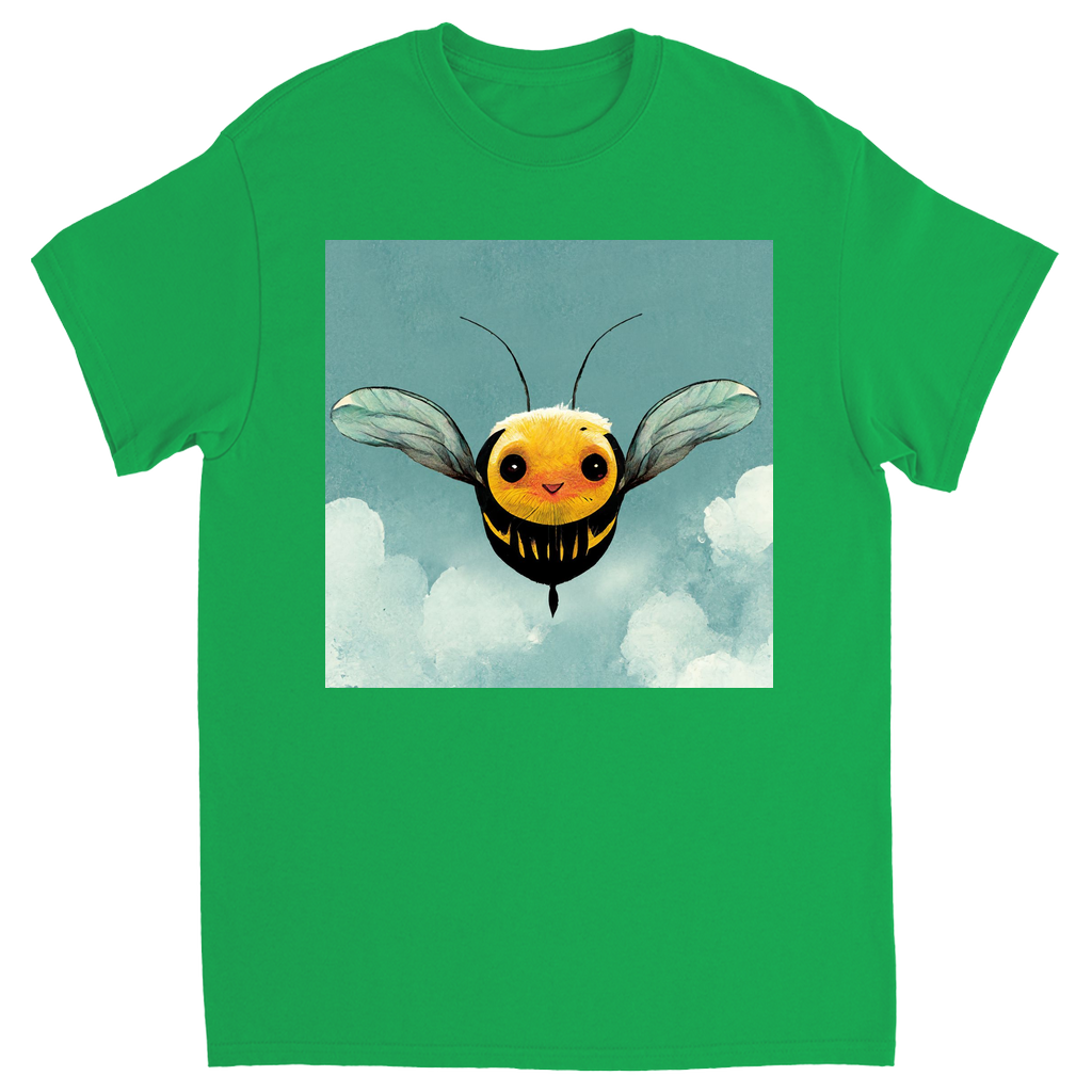 Happy Blue Cartoon Bee Unisex Adult T-Shirt Irish Green Shirts & Tops apparel Happy Blue Cartoon Bee