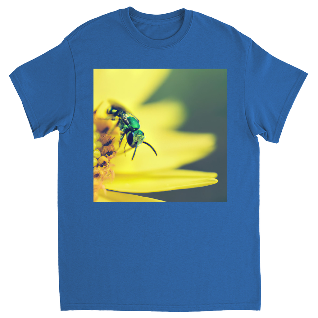 Green Bee Yellow Flower Unisex Adult T-Shirt Royal Shirts & Tops apparel Green Bee Yellow Flower