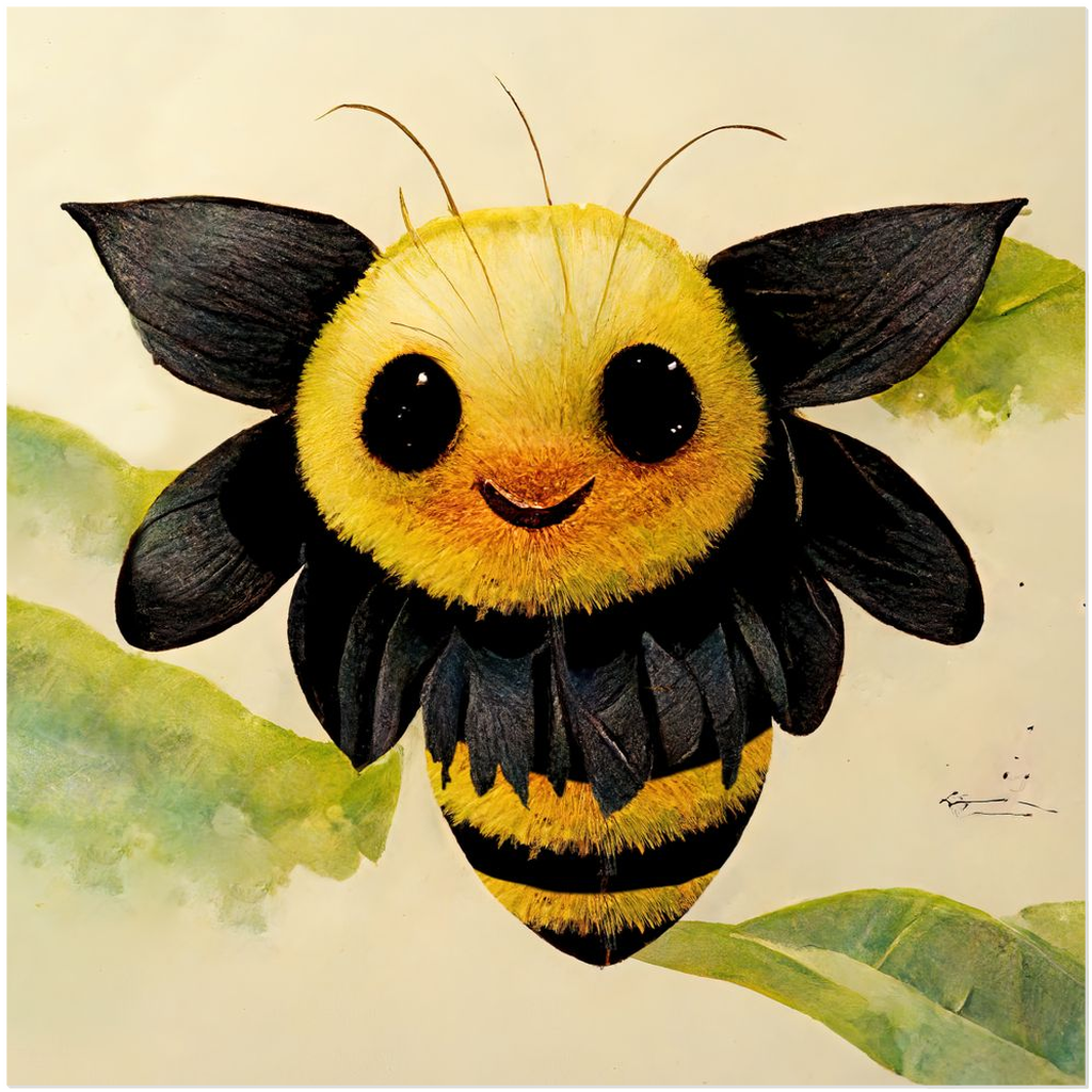 Smiling Paper Bee - Acrylic Print 20x20 inch Acrylic Prints Smiling Paper Bee