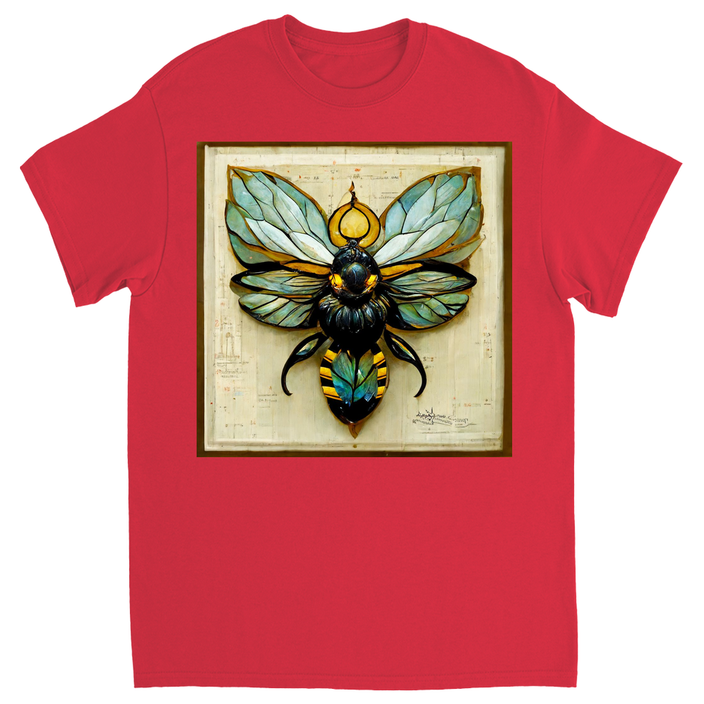 Paper Art Nouveau Bee Unisex Adult T-Shirt Red Shirts & Tops apparel Paper Art Nouveau Bee