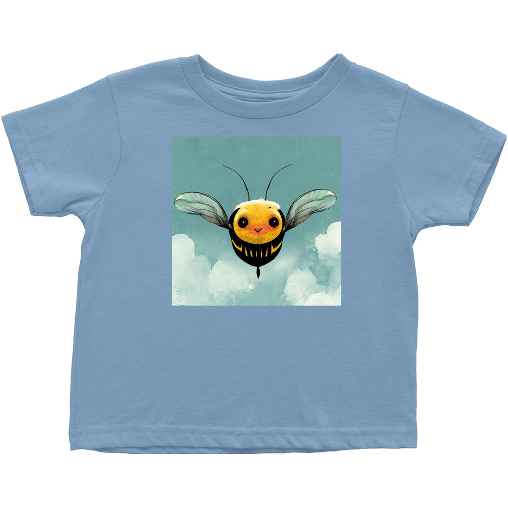 Happy Blue Cartoon Bee Toddler T-Shirt Light Blue Baby & Toddler Tops apparel Happy Blue Cartoon Bee