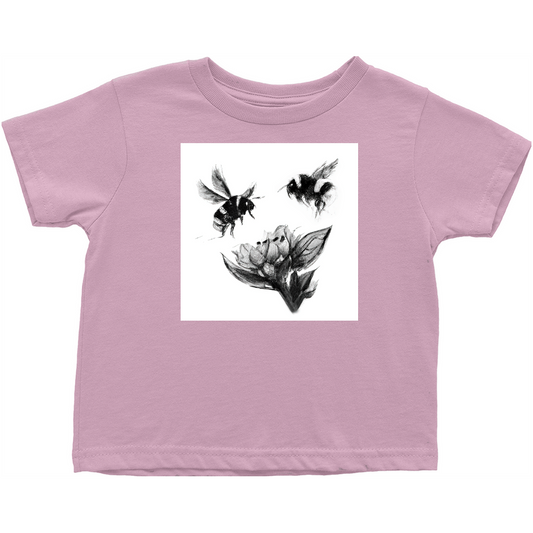 Ink Wash Bumble Bees Toddler T-Shirt Pink Baby & Toddler Tops apparel Ink Wash Bumble Bees