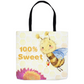 Pastel 100% Sweet Tote Bag Shopping Totes bee tote bag gift for bee lover gifts original art tote bag totes zero waste bag