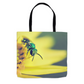 Green Bee Yellow Flower Tote Bag Shopping Totes bee tote bag gift for bee lover Green Bee Yellow Flower original art tote bag totes zero waste bag