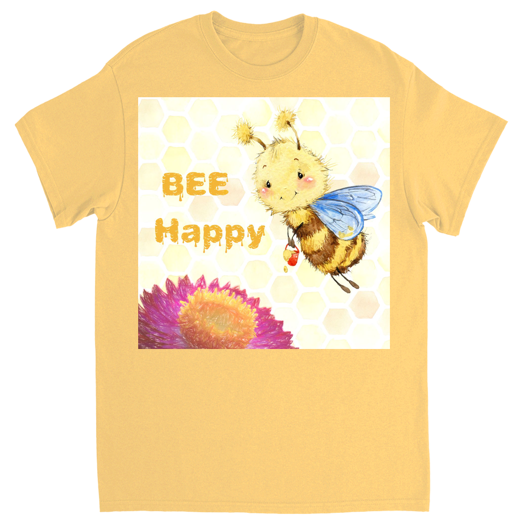 Pastel Bee Happy Unisex Adult T-Shirt Yellow Haze Shirts & Tops apparel