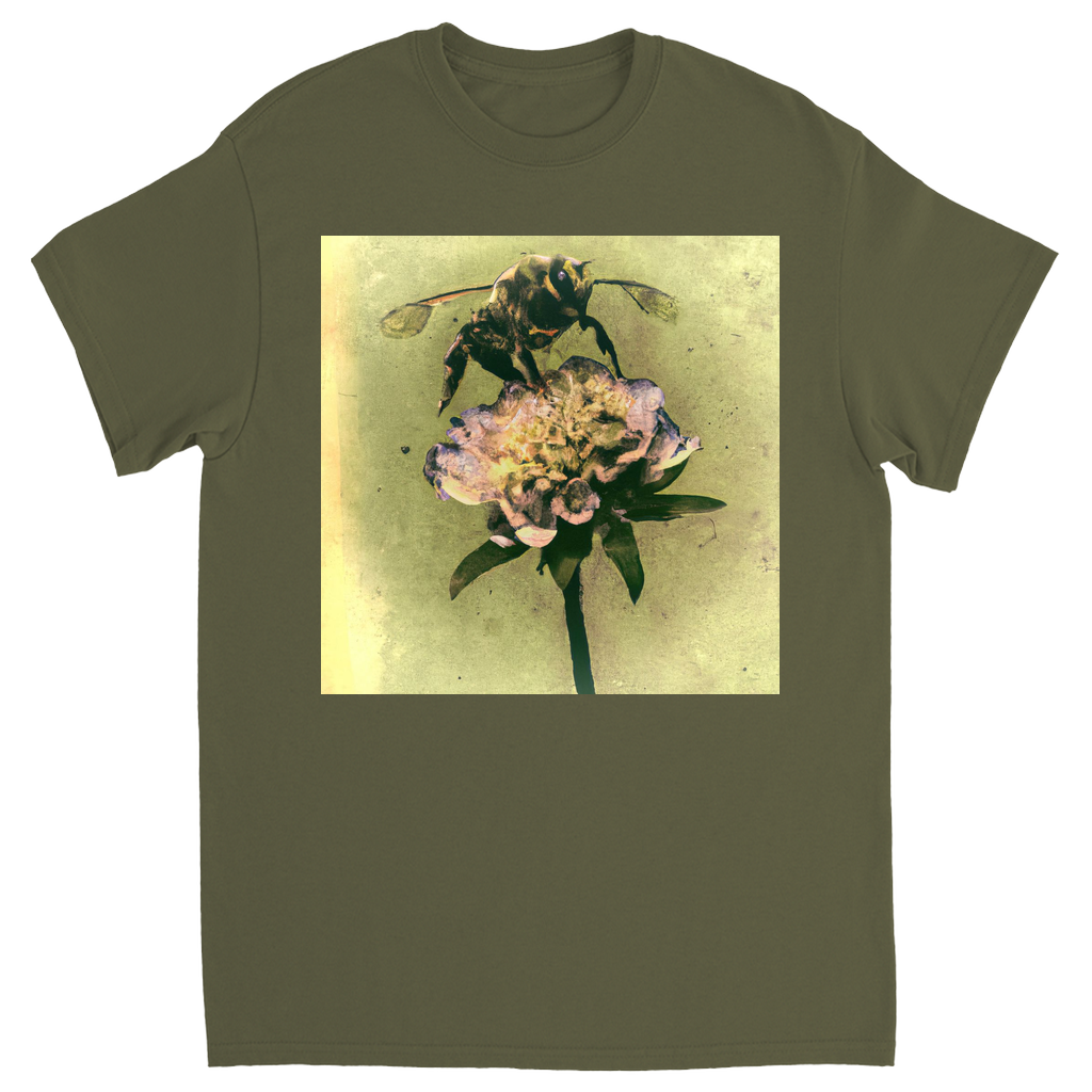Paper Mache Bee 5 Unisex Adult T-Shirt Military Green Shirts & Tops apparel Paper Mache Bee 5