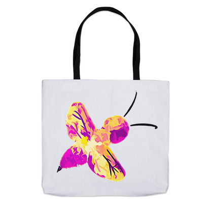 Abstract Pink and Yellow Bee Tote Bag 13x13 inch Shopping Totes bee tote bag gift for bee lover gifts original art tote bag totes zero waste bag