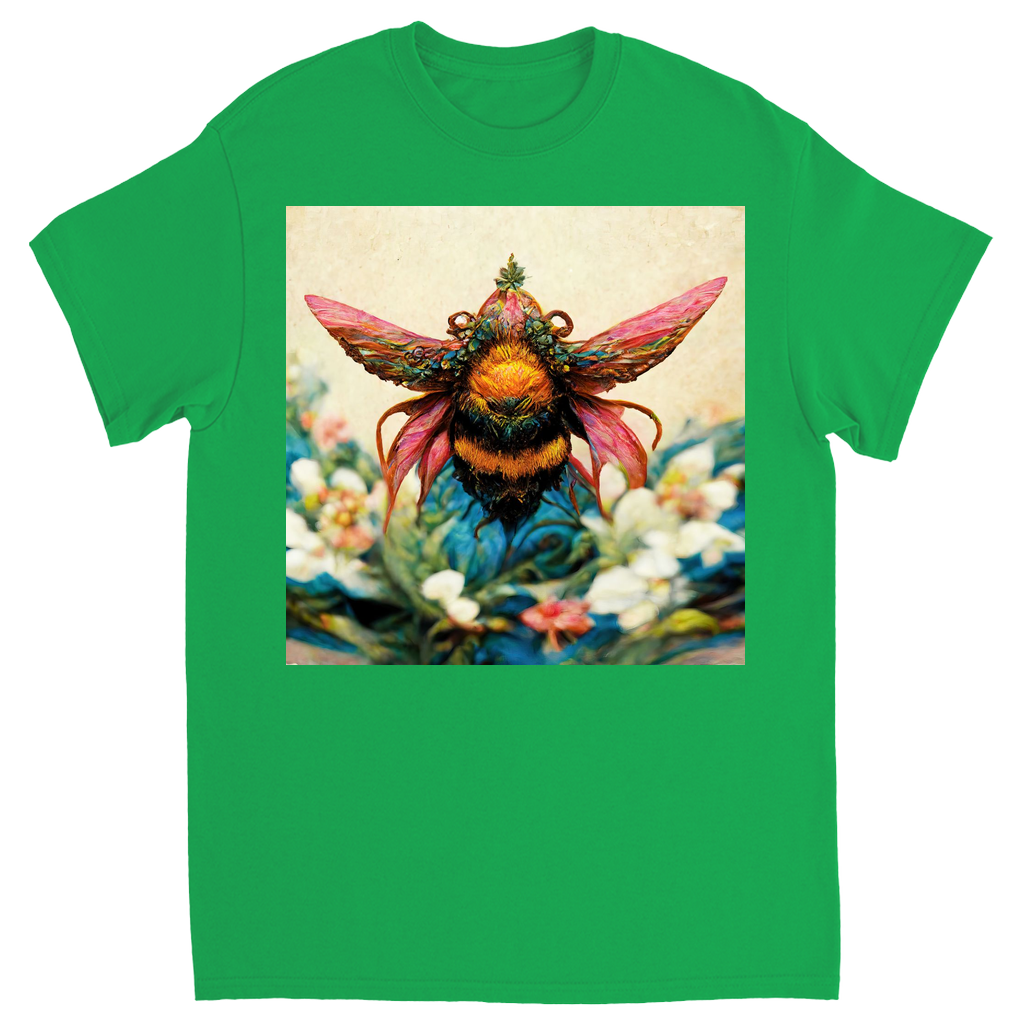 Fantasy Bee Hovering on Flower Unisex Adult T-Shirt Irish Green Shirts & Tops apparel Fantasy Bee Hovering on Flower