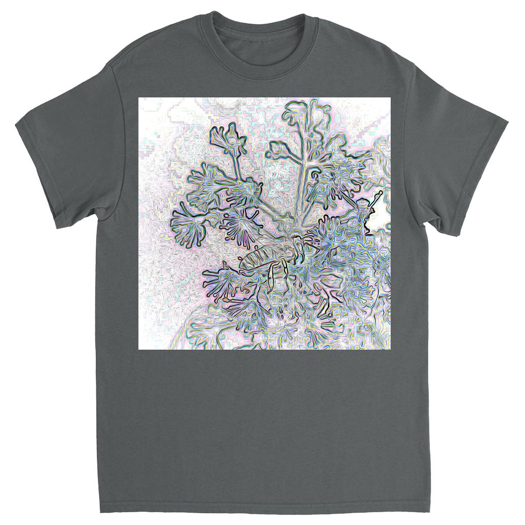 Fairy Tale Bee in Purple Unisex Adult T-Shirt Charcoal Shirts & Tops apparel