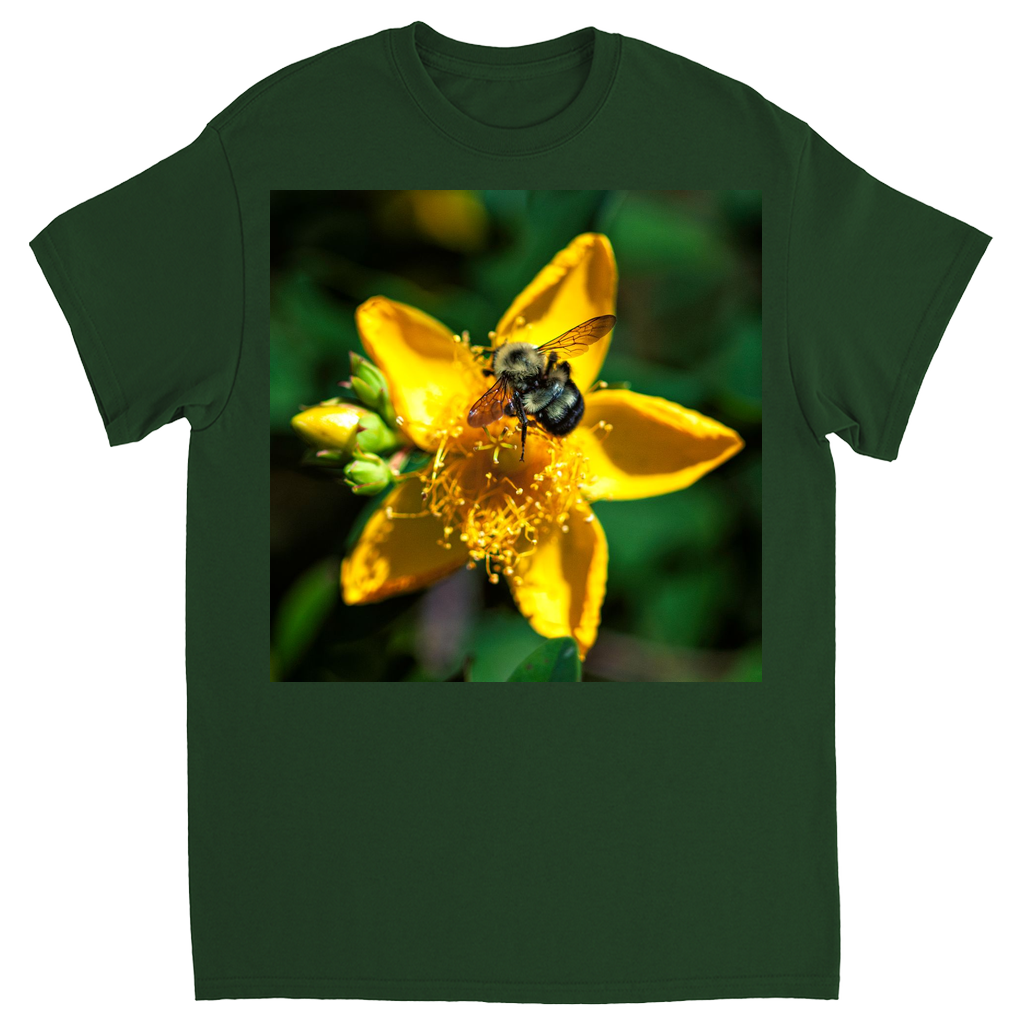 Sun Kissed Bee Unisex Adult T-Shirt Forest Green Shirts & Tops apparel