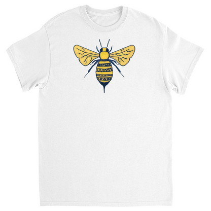 Deep Yellow Doodle Bee Unisex Adult T-Shirt White Shirts & Tops apparel