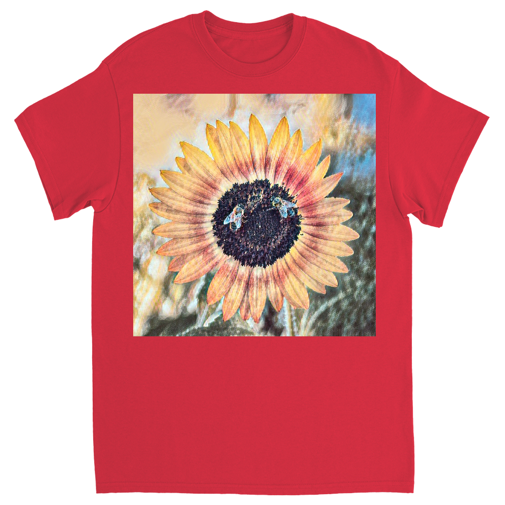 Painted 2 Sunflower Bees T-Shirt Red Shirts & Tops apparel