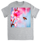 Bee with Hot Pink Flower Unisex Adult T-Shirt Sport Grey Shirts & Tops apparel art