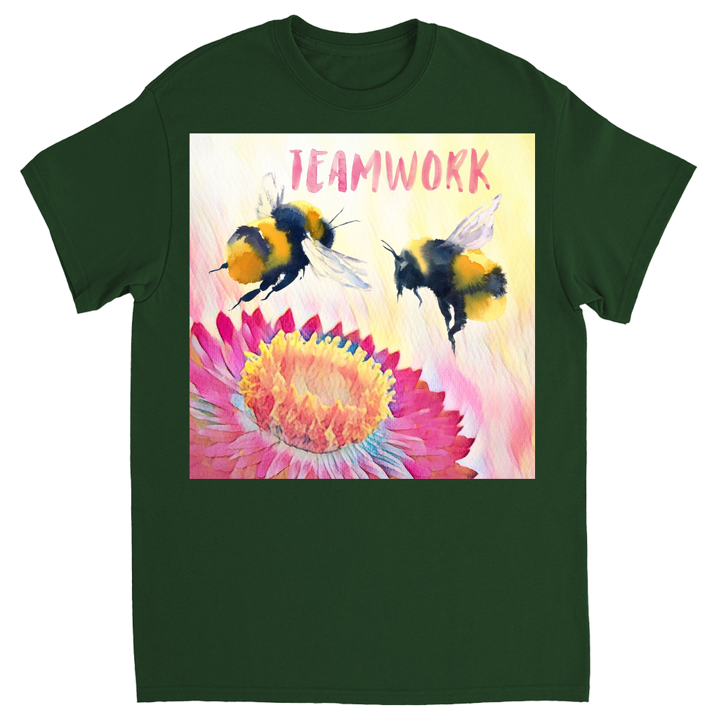 Cheerful Teamwork Unisex Adult T-Shirt Forest Green Shirts & Tops apparel