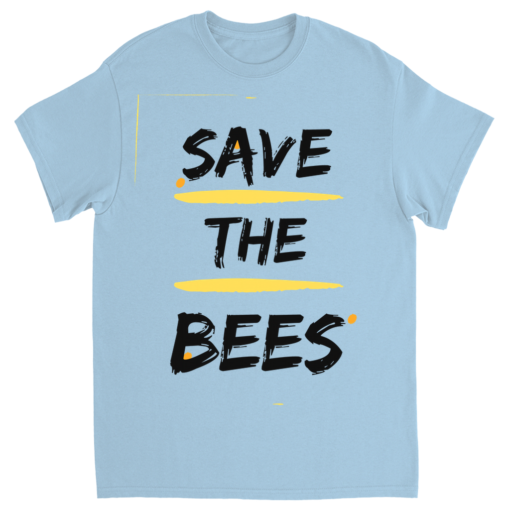 Save the Bees Outlined Unisex Adult T-Shirt Light Blue Shirts & Tops