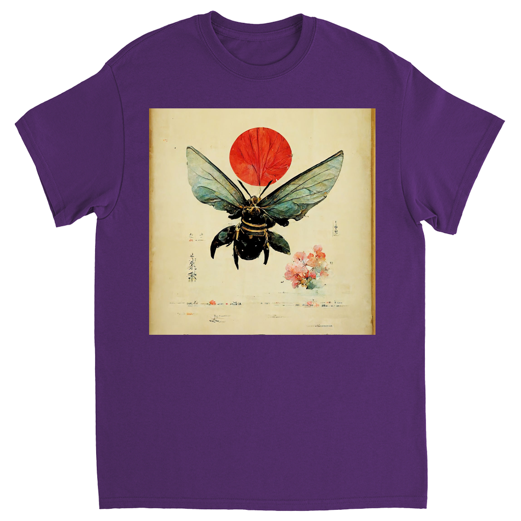 Vintage Japanese Bee with Sun Unisex Adult T-Shirt Purple Shirts & Tops apparel Vintage Japanese Bee with Sun