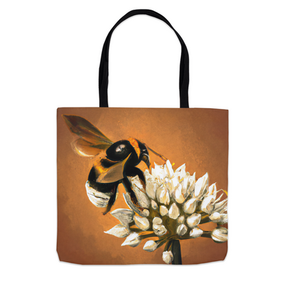 White Flower Welcoming Tote Bag 13x13 inch Shopping Totes bee tote bag gift for bee lover original art tote bag totes White Flower Welcoming zero waste bag