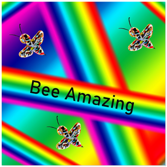Bee Amazing Rainbow - Acrylic Print 12x12 inch Posters, Prints, & Visual Artwork Acrylic Prints Original Art