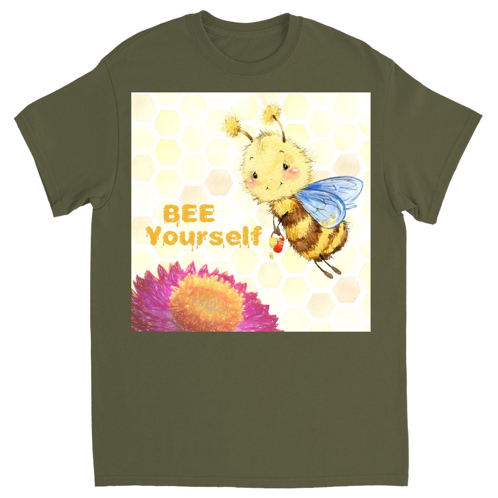 Pastel Bee Yourself Unisex Adult T-Shirt Military Green Shirts & Tops apparel