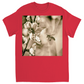 Sepia Bee with Flower Unisex Adult T-Shirt Red Shirts & Tops apparel