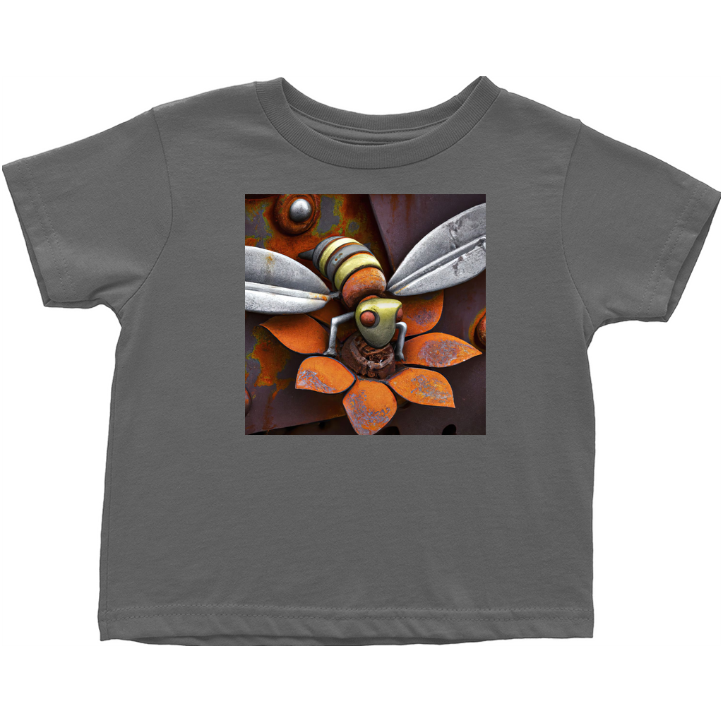 Rusted Bee 14 Toddler T-Shirt Charcoal Baby & Toddler Tops apparel Rusted Metal Bee 14