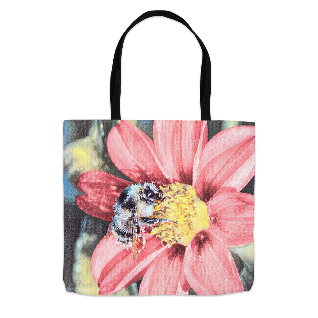 Painted Red Flower Bee Tote Bag 13x13 inch Shopping Totes bee tote bag gift for bee lover gifts original art tote bag totes zero waste bag