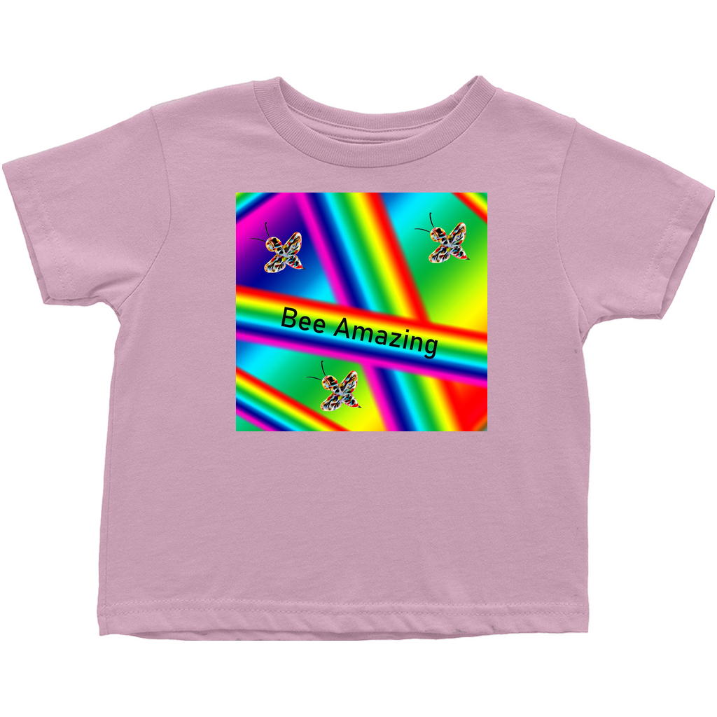 Bee Amazing Rainbow Toddler T-Shirt Pink Baby & Toddler Tops apparel