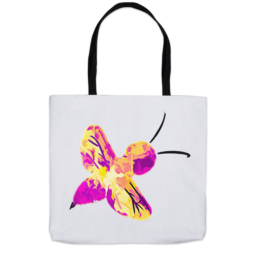 Abstract Pink and Yellow Bee Tote Bag 18x18 inch Shopping Totes bee tote bag gift for bee lover gifts original art tote bag totes zero waste bag