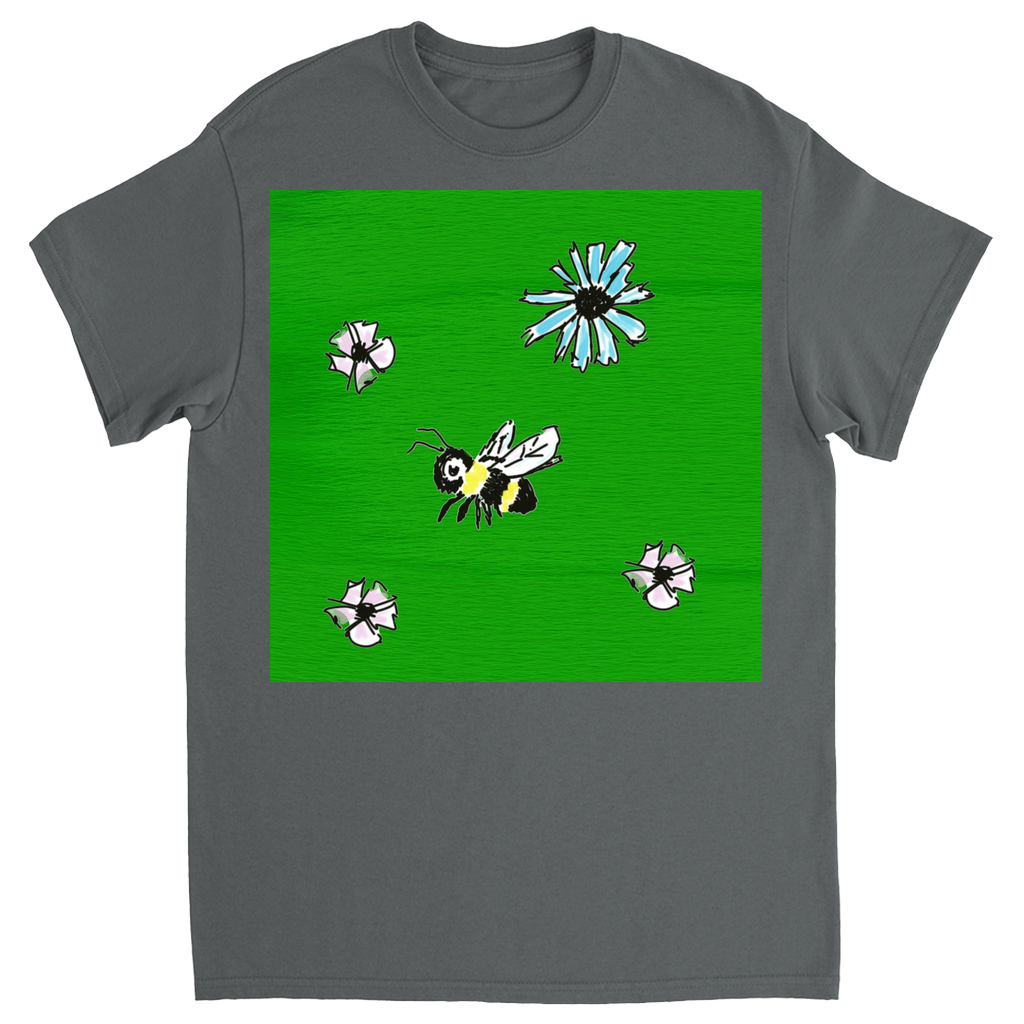 Scratch Drawn Bee 2 T-Shirt Charcoal Shirts & Tops apparel Scratch Drawn Bee