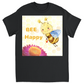 Pastel Bee Happy Unisex Adult T-Shirt Black Shirts & Tops apparel