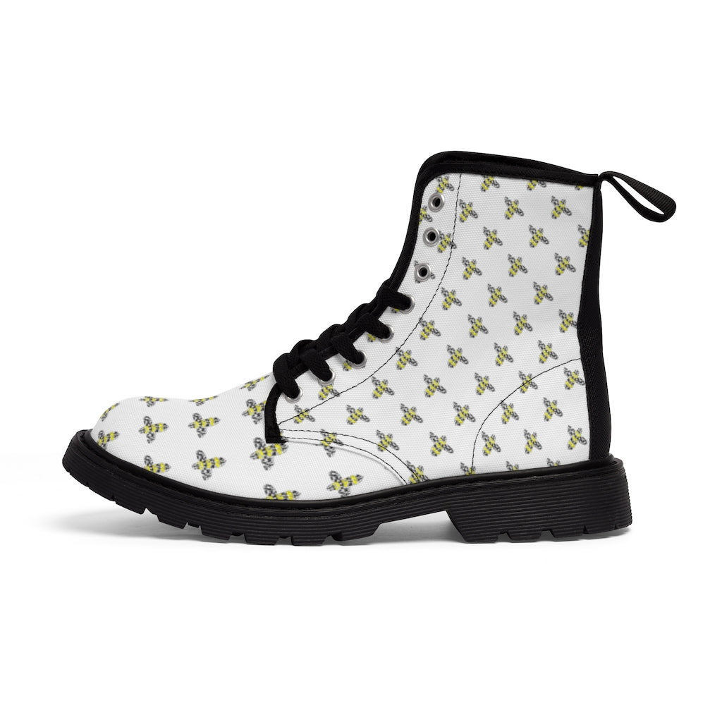 Graphic Bee Women's Canvas Boots Shoes Bee boots combat boots fun womens boots original art boots Shoes unique womens boots vegan boots vegan combat boots womens boots womens fashion boots