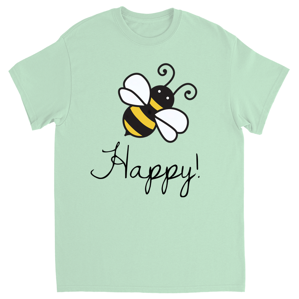 Bee Happy Unisex Adult T-Shirt Mint Shirts & Tops apparel