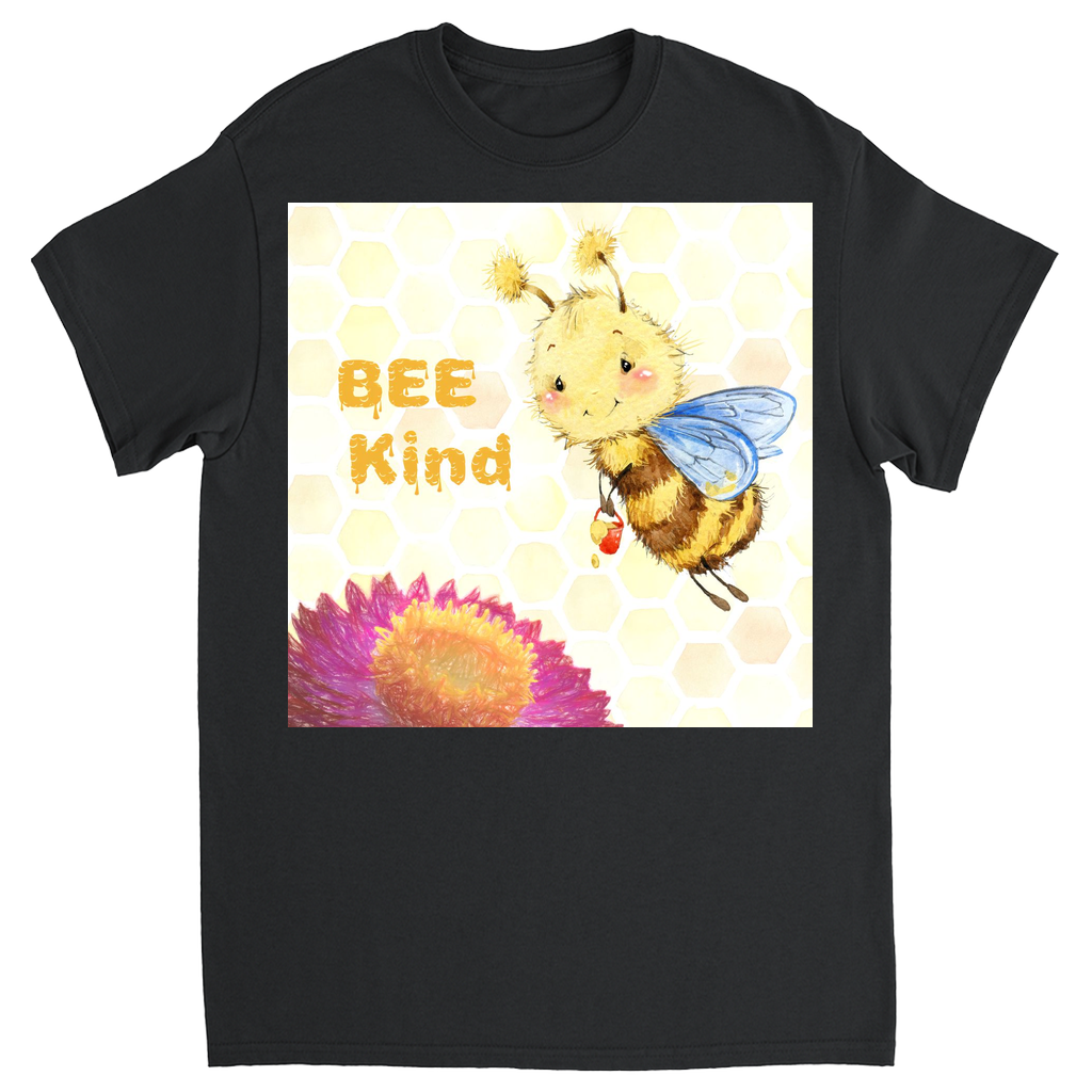 Pastel Bee Kind Unisex Adult T-Shirt Black Shirts & Tops apparel
