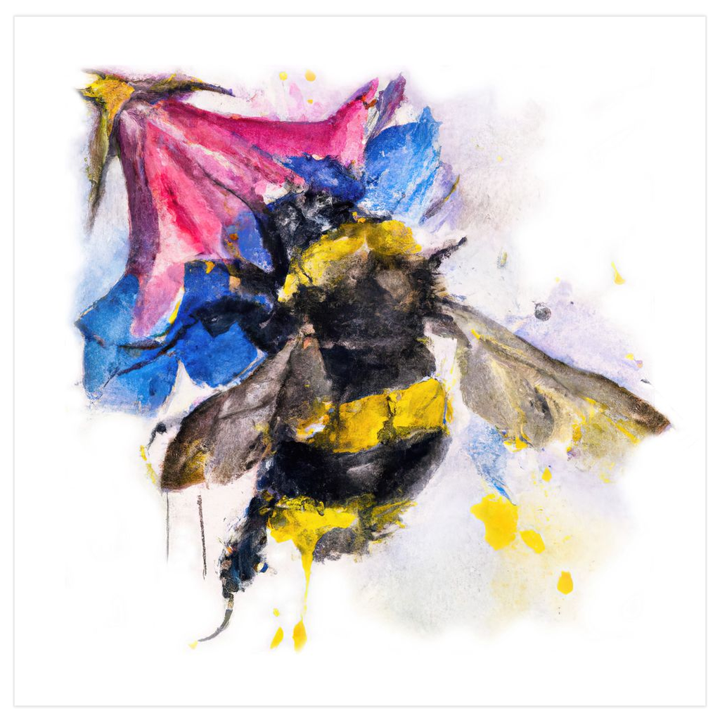 Blue Watercolor Bee Poster 12x12 inch 500044 - Home & Garden > Decor > Artwork > Posters, Prints, & Visual Artwork Blue Watercolor Bee Poster Prints