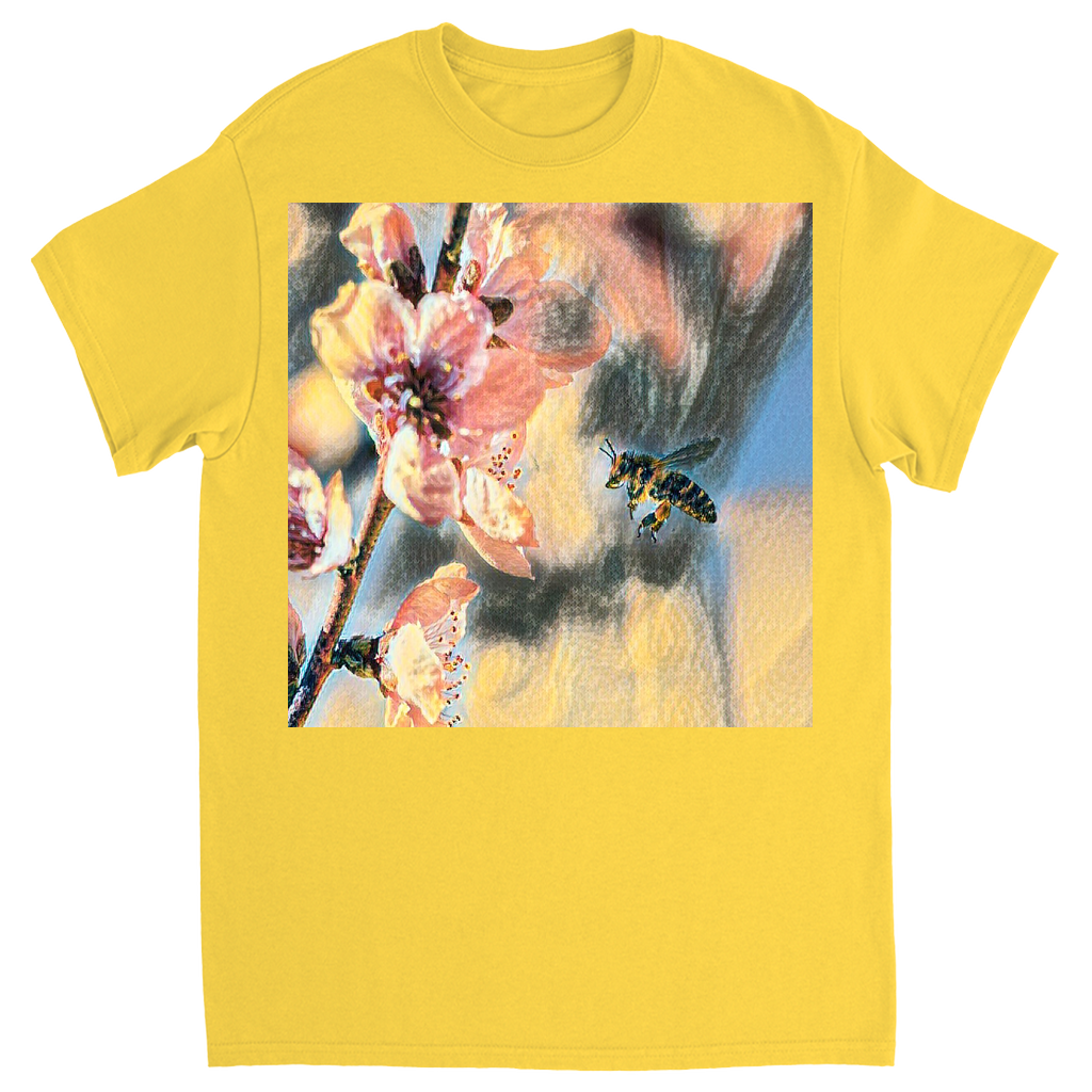 Watercolor Bee with Flower Unisex Adult T-Shirt Daisy Shirts & Tops apparel