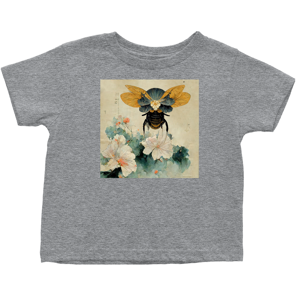 Vintage Japanese Paper Flying Bee Toddler T-Shirt Heather Grey Baby & Toddler Tops apparel Vintage Japanese Paper Flying Bee