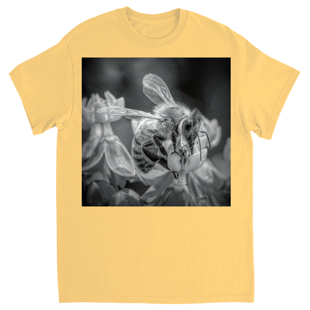 Black and White Sipping Bee Unisex Adult T-Shirt Yellow Haze Shirts & Tops apparel