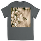 Sepia Bee with Flower Unisex Adult T-Shirt Charcoal Shirts & Tops apparel